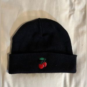 Navy Cherry Beanie